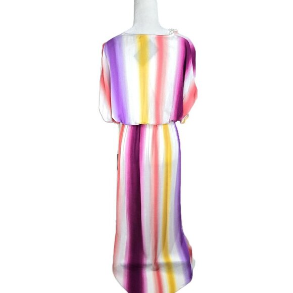 NWT Love In High-Low Rainbow Kimono Swim Beach Cover Up - Picture 6 of 9